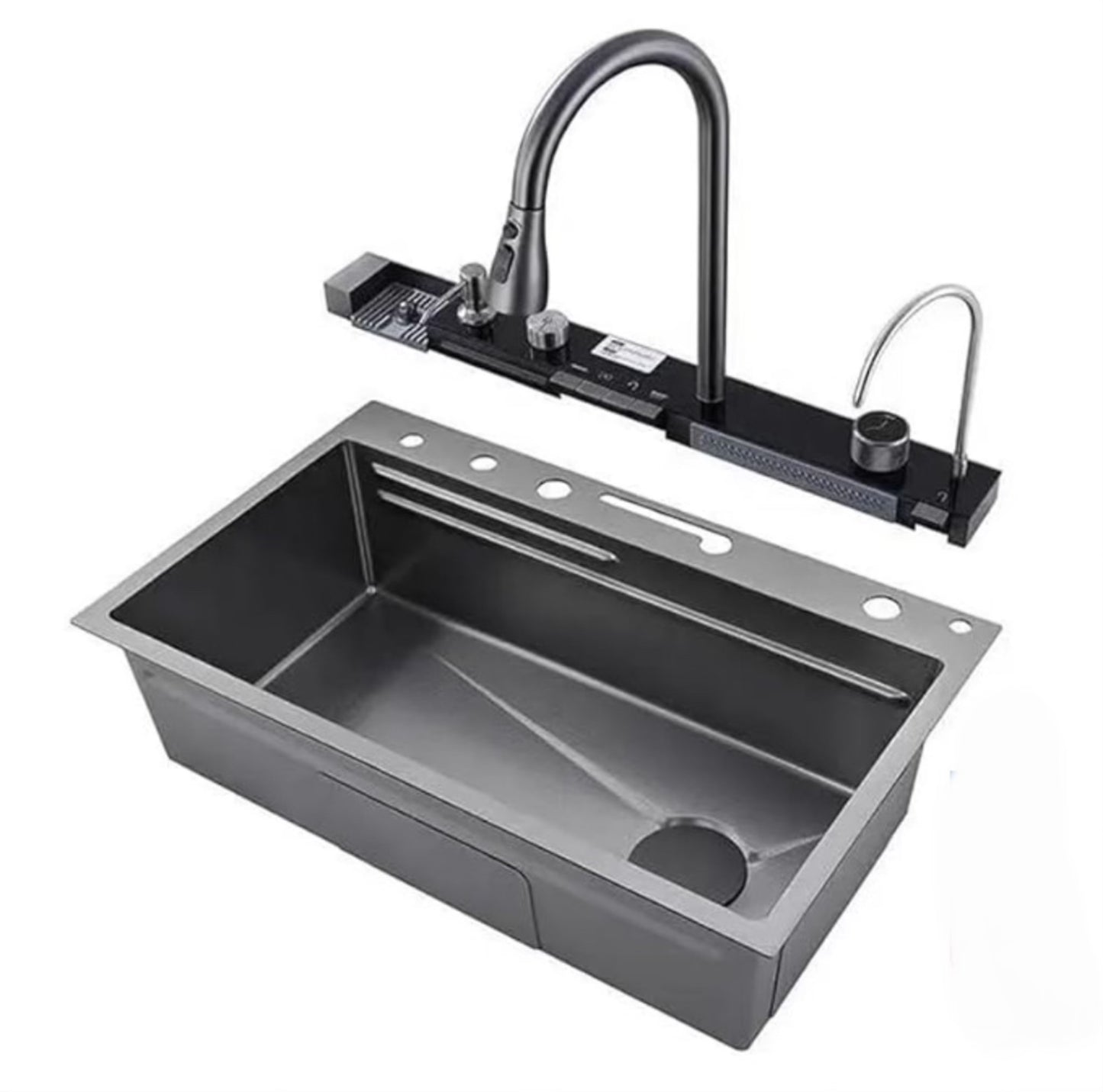 Verona Kitchen Sink With Integrated Waterfall And Pull Down Faucets