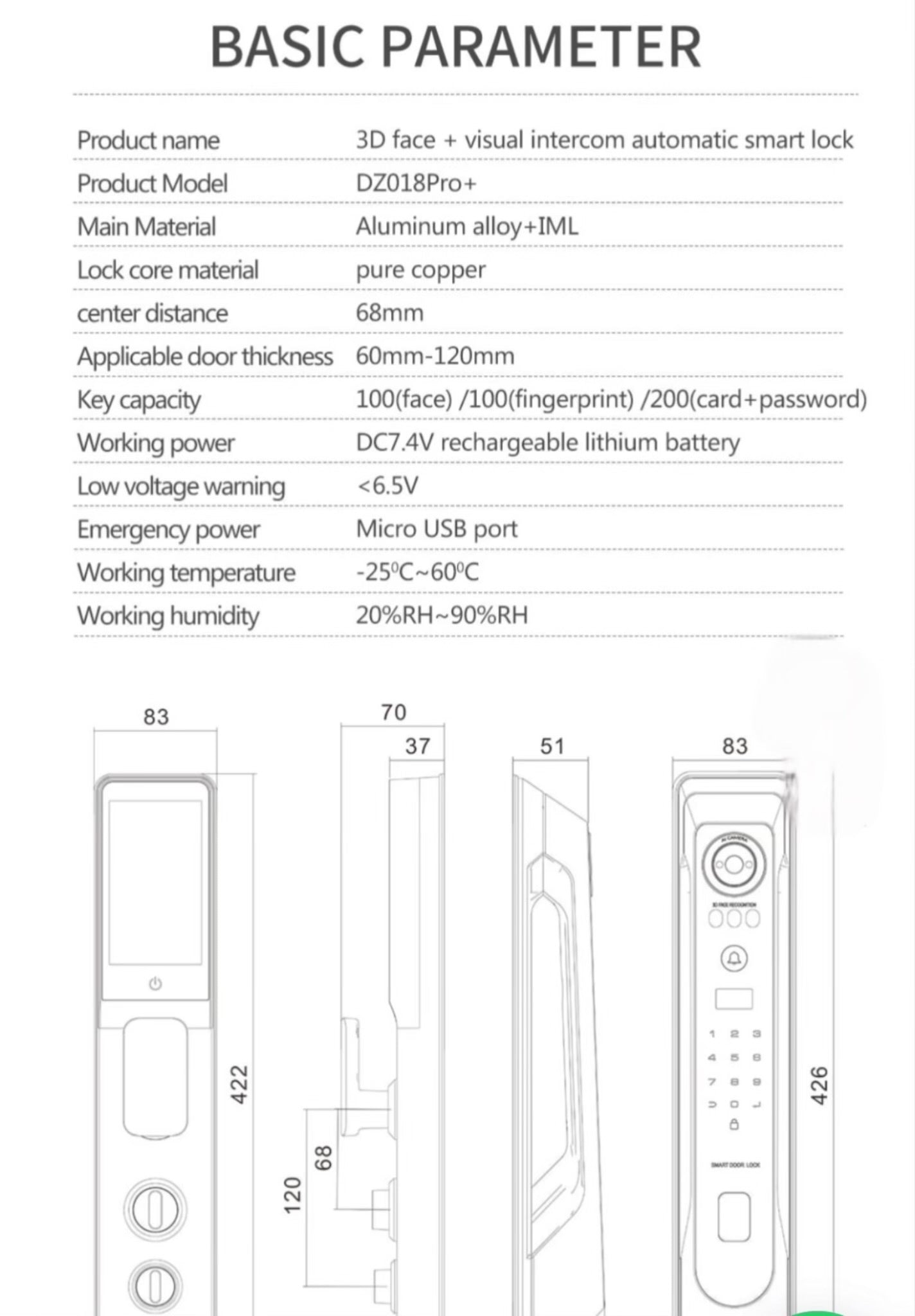 Face ID Smart Door Lock