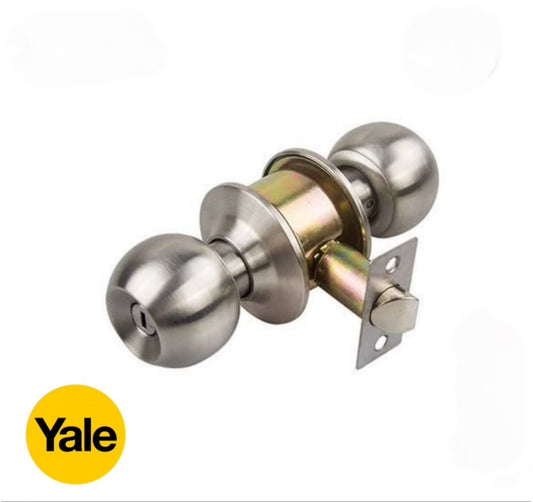 Yale Round Cylindrical Knobset – Satin Silver-Bathroom