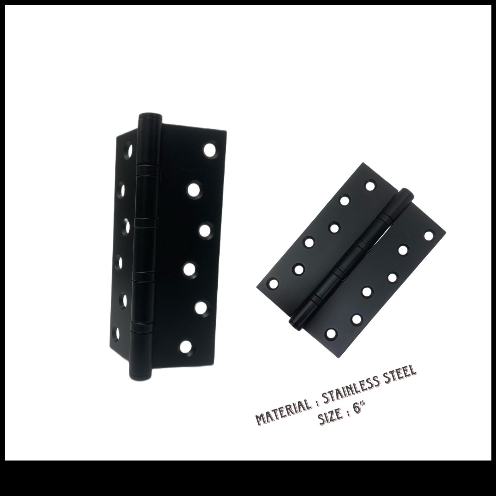 6CE71B7D-82A2-4A73-973A-6B79857ADDE3 Stainless Steel Door Hinge Black 6″ - Image 1