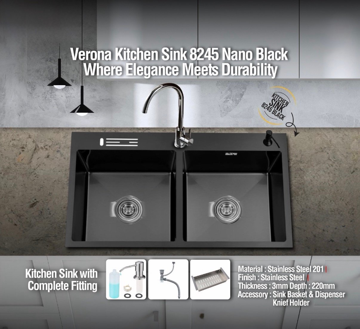 screenshot-49 Verona Kitchen Sink 8245 Nano Black - Image 1